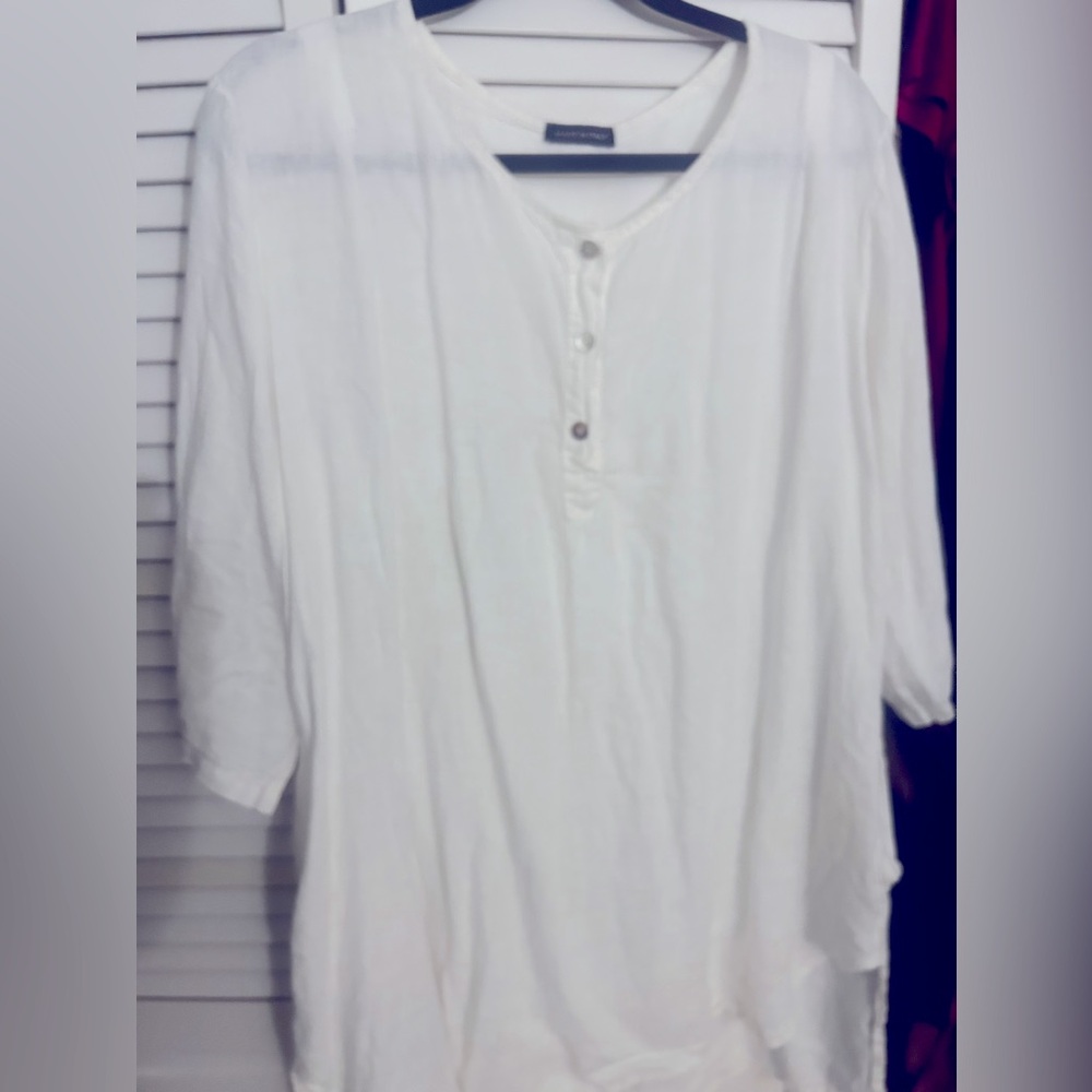 Italian white linen long sleeve shirt size XL.